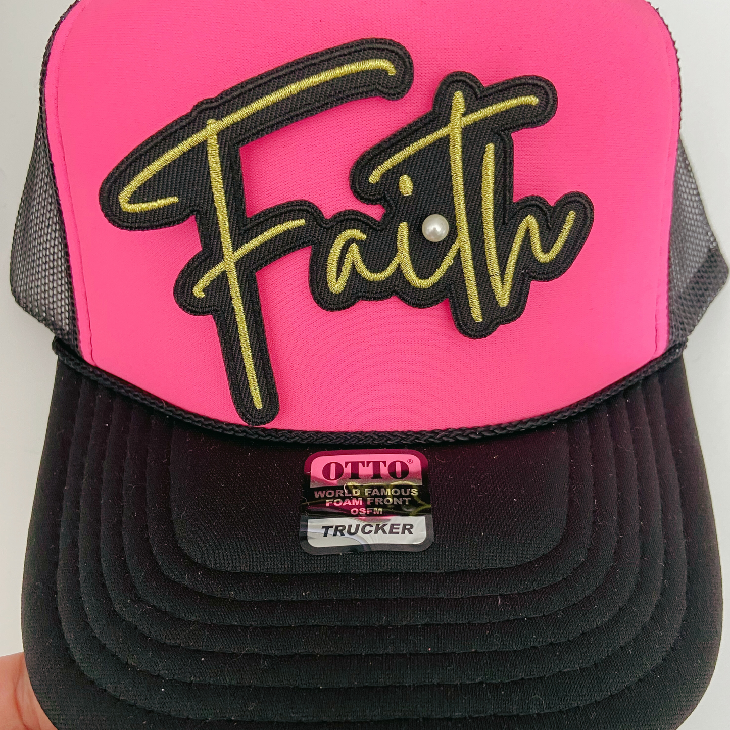4" Faith Metallic Gold - Embroidered Hat Patch