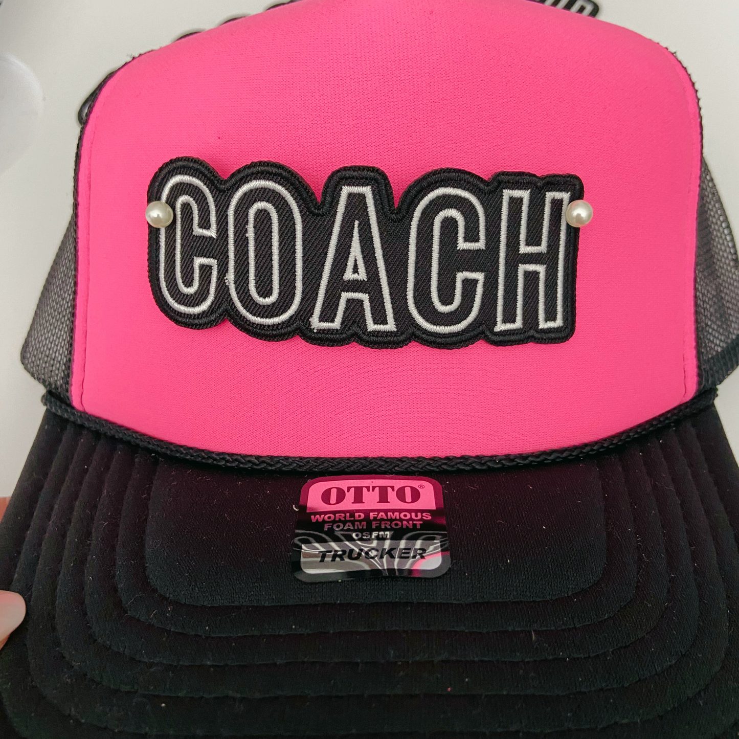 4" COACH in White & Black - Embroidered Hat Patch
