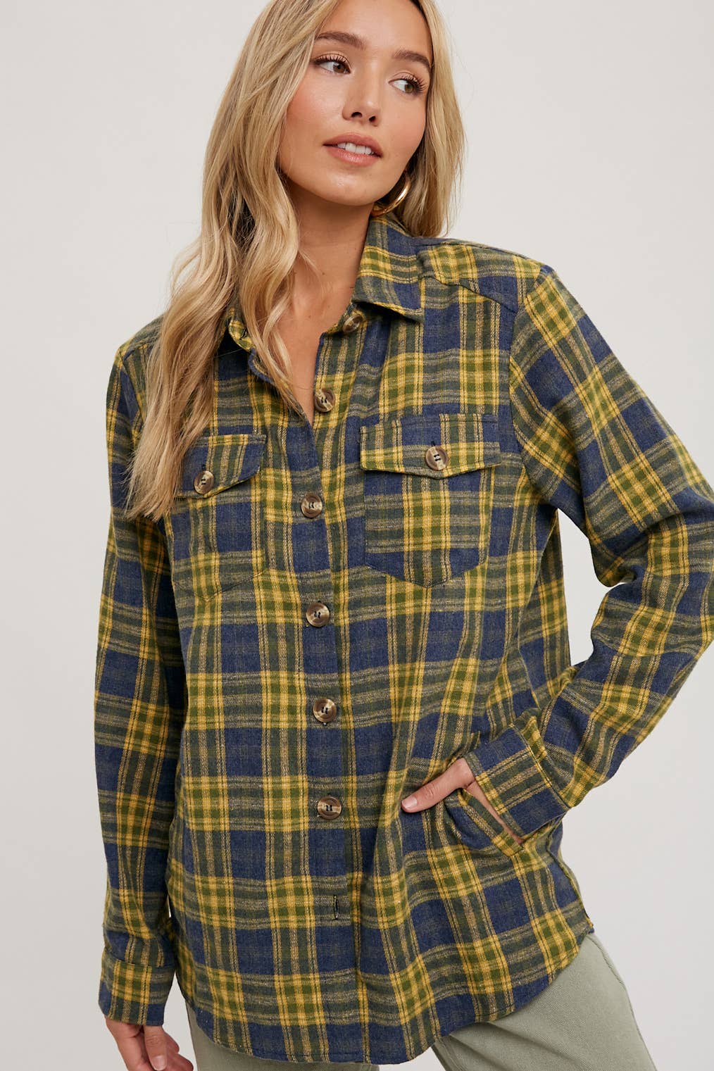 FLANNEL BUTTON DOWN SHIRT TOP