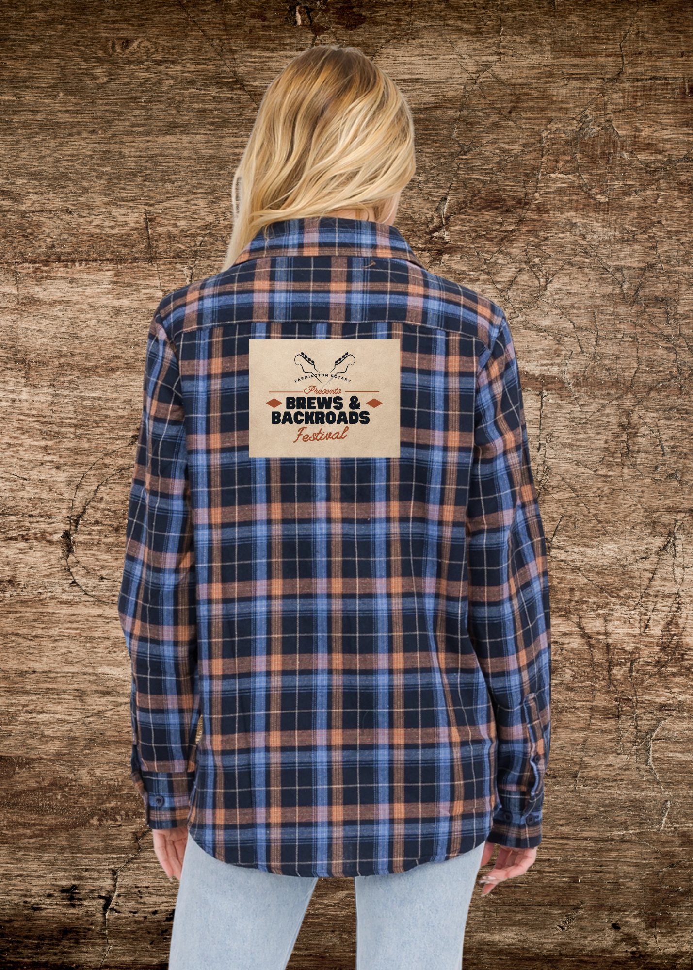 Ladies Brews & Backroads Patched Flannel