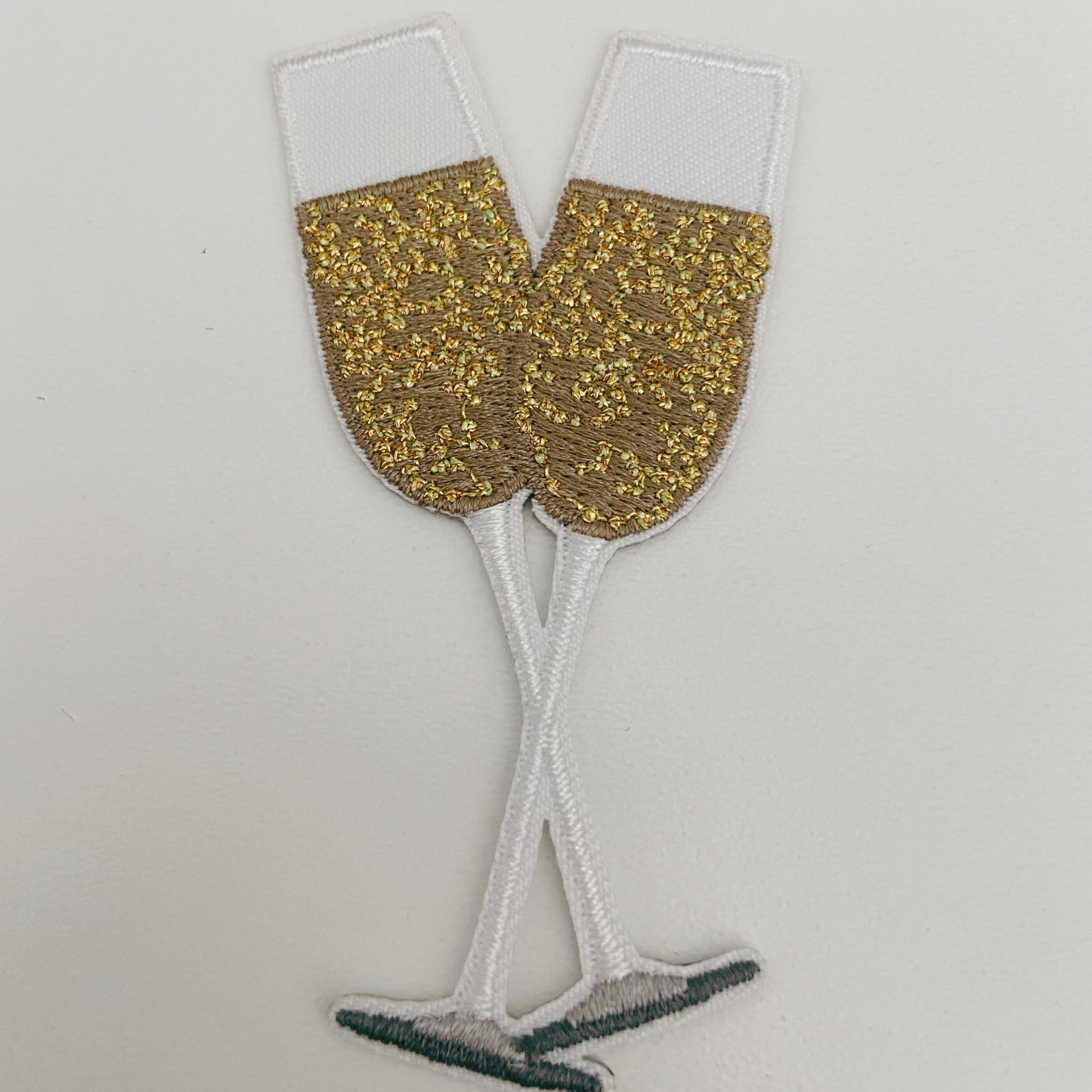 3" Champagne flutes - Metallic gold - Embroidered Hat Patch