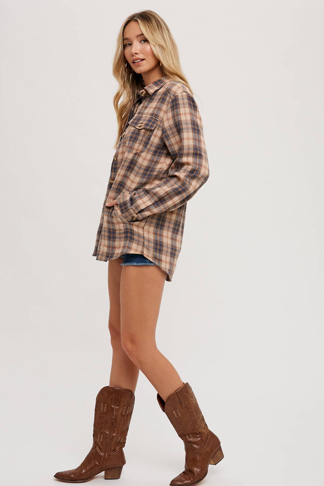 FLANNEL BUTTON DOWN SHIRT TOP