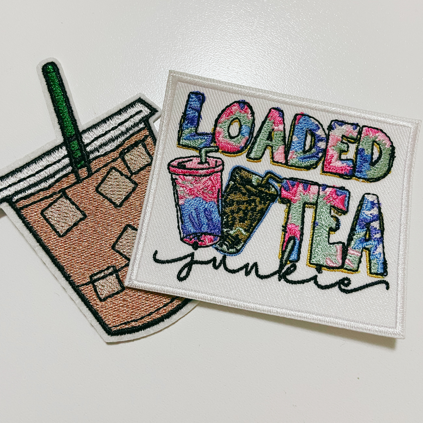 3" Loaded Iced Tea Junkie - Embroidered Hat Patch