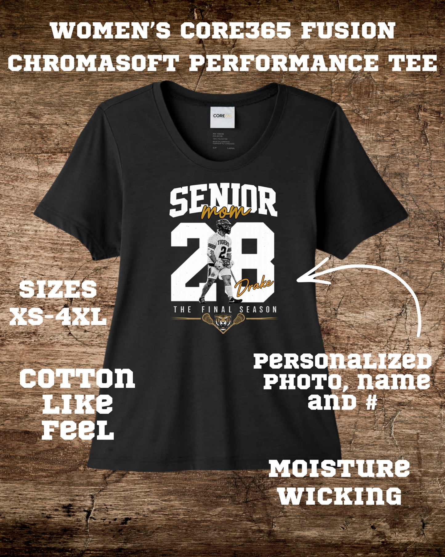 Customized Women's Core365 Fusion ChromaSoft Lacross Mom Performance Tee