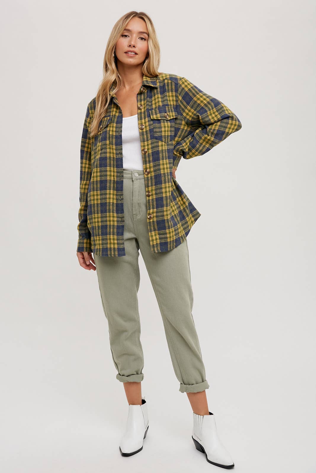 FLANNEL BUTTON DOWN SHIRT TOP
