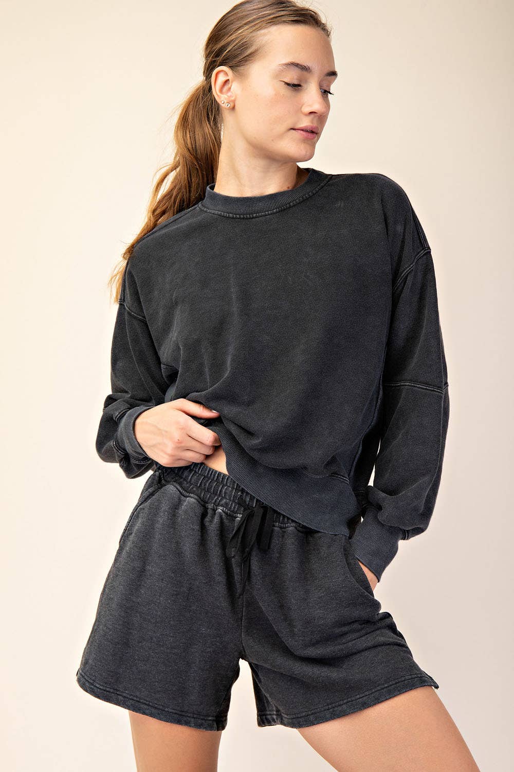 MINERAL WASHED FRENCH TERRY SHORT SET