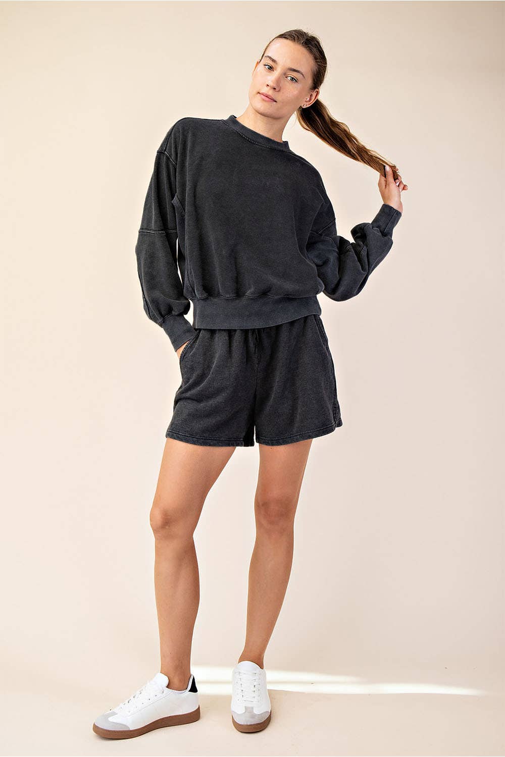MINERAL WASHED FRENCH TERRY SHORT SET