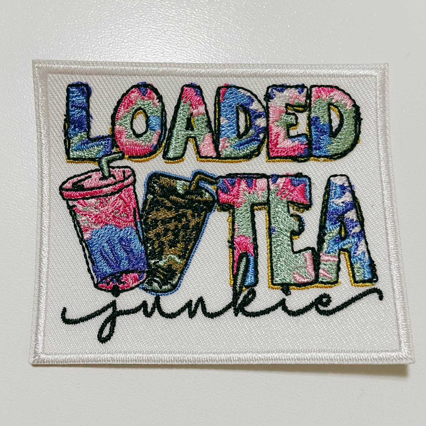 3" Loaded Iced Tea Junkie - Embroidered Hat Patch