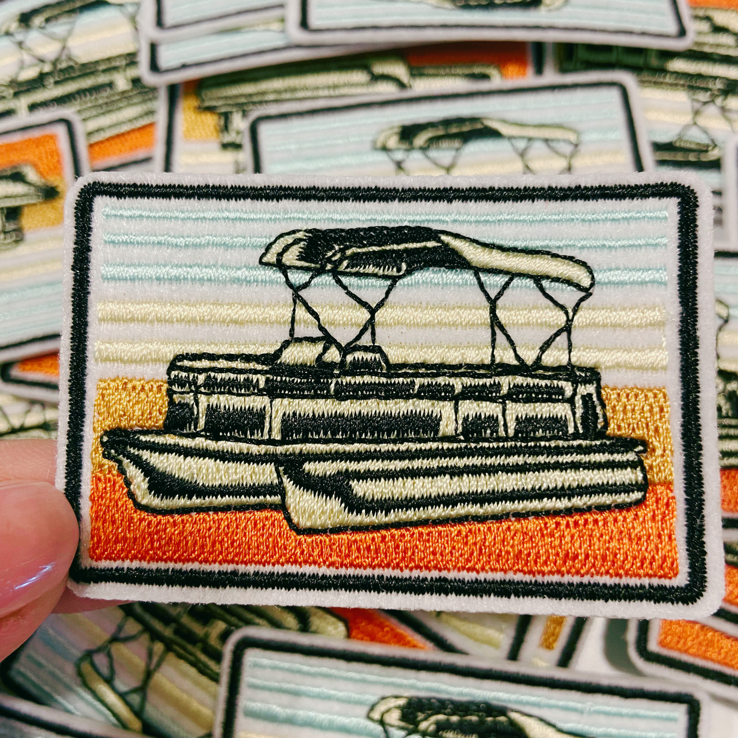 3" Pontoon Boat - Embroidered Hat Patch