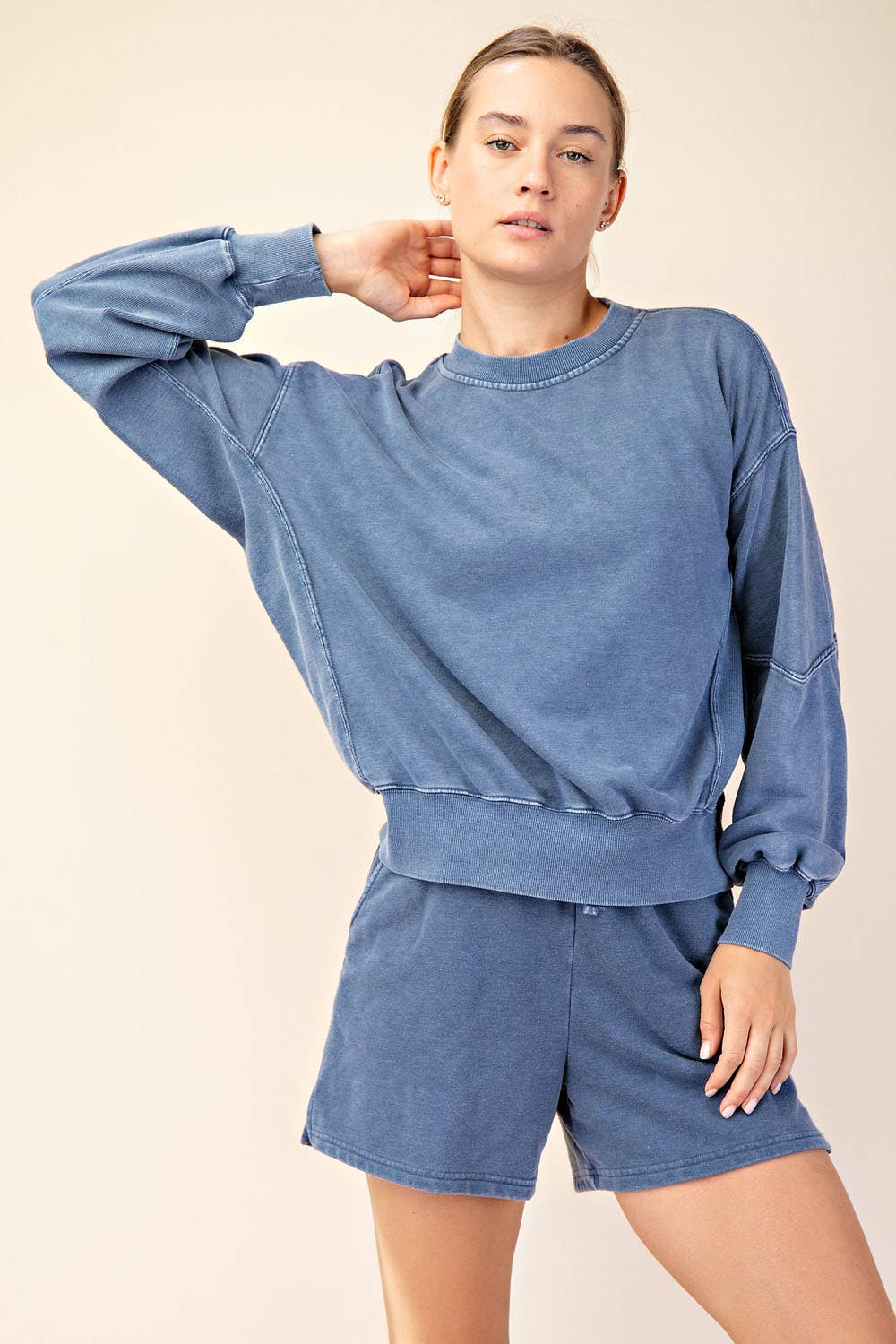 MINERAL WASHED FRENCH TERRY SHORT SET