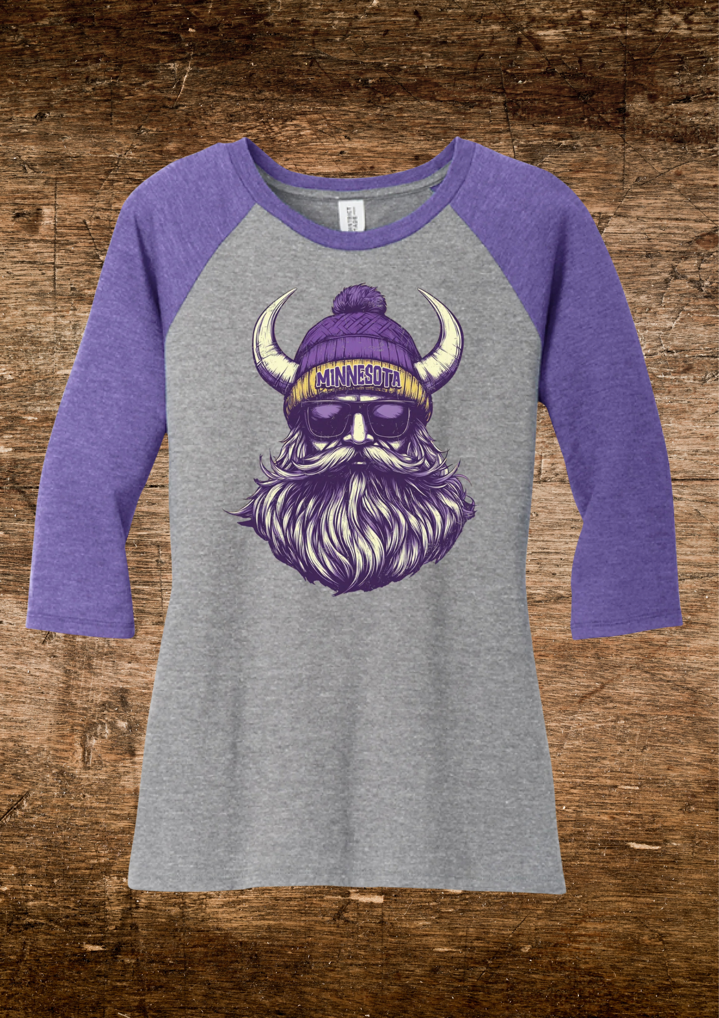 Womens MN Vikings Raglan 3/4 Tee