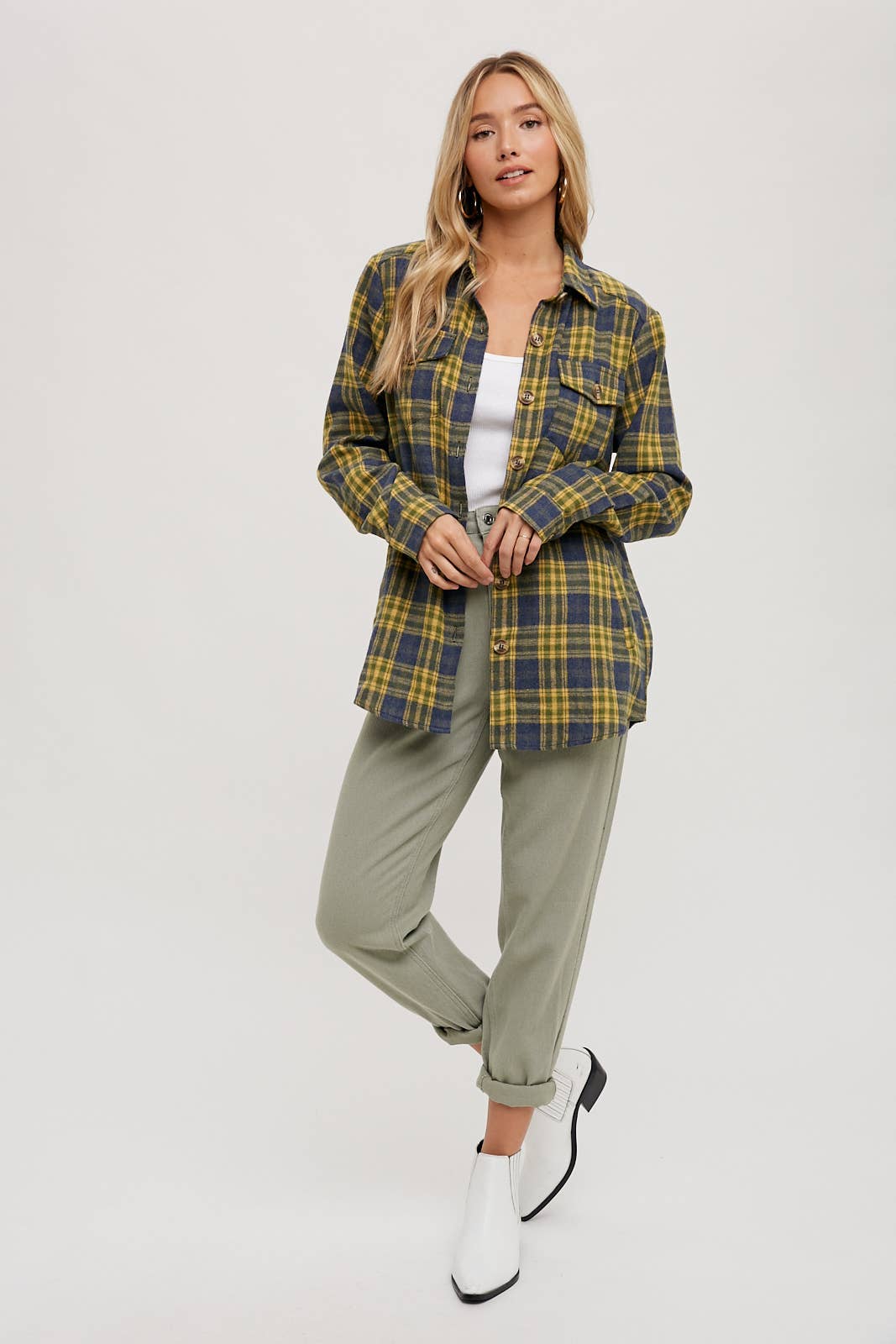 FLANNEL BUTTON DOWN SHIRT TOP