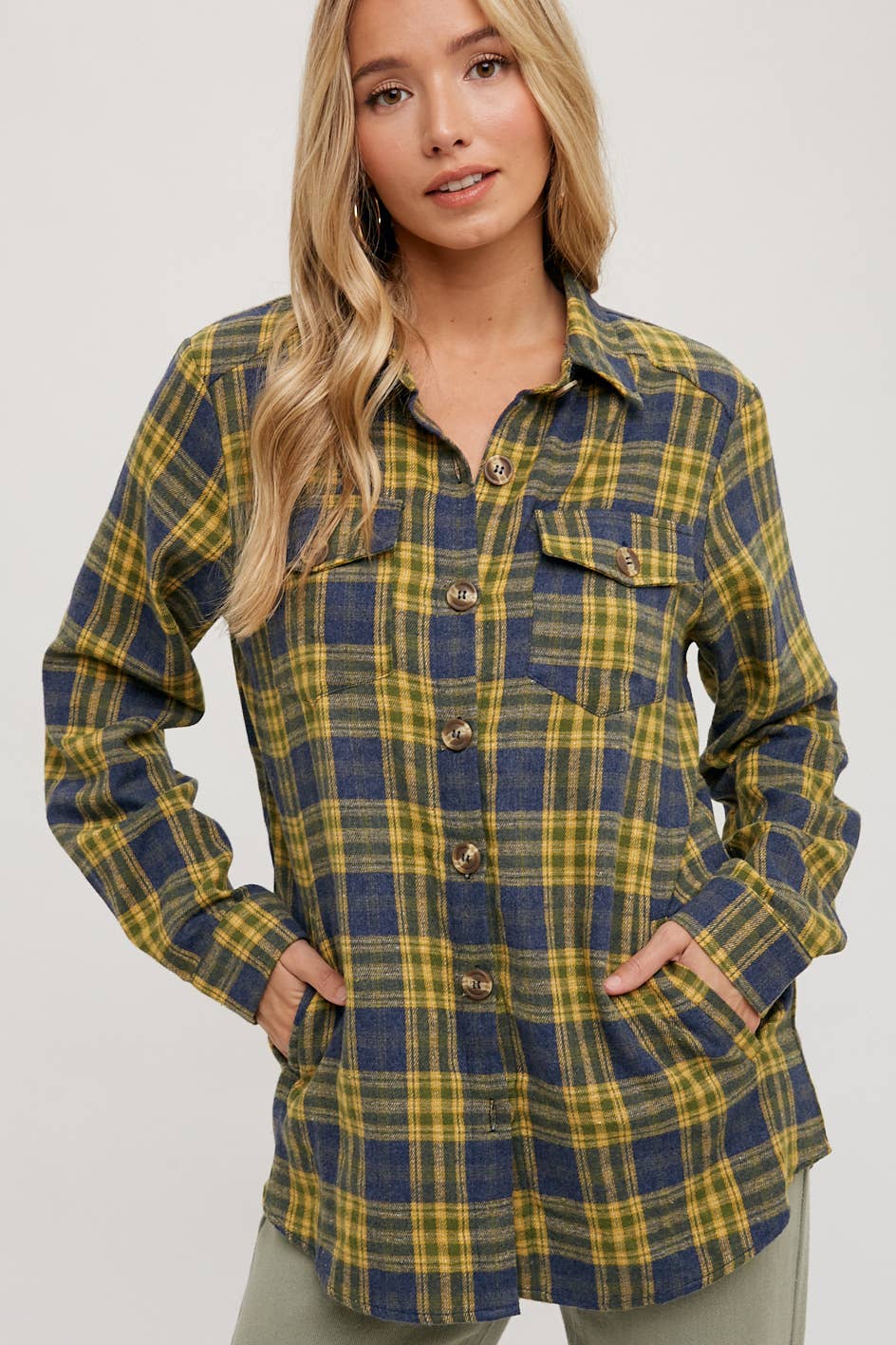 FLANNEL BUTTON DOWN SHIRT TOP
