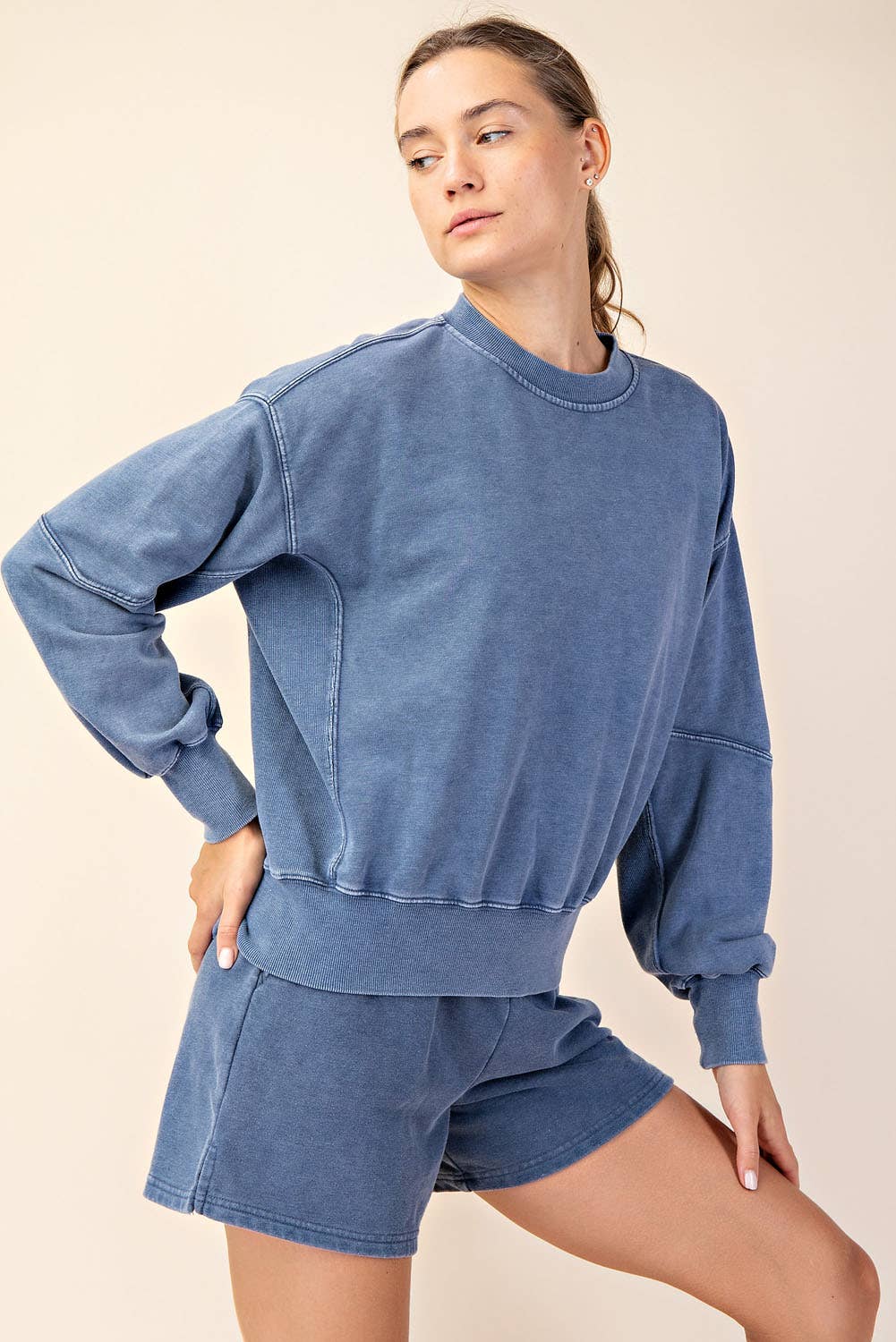MINERAL WASHED FRENCH TERRY SHORT SET