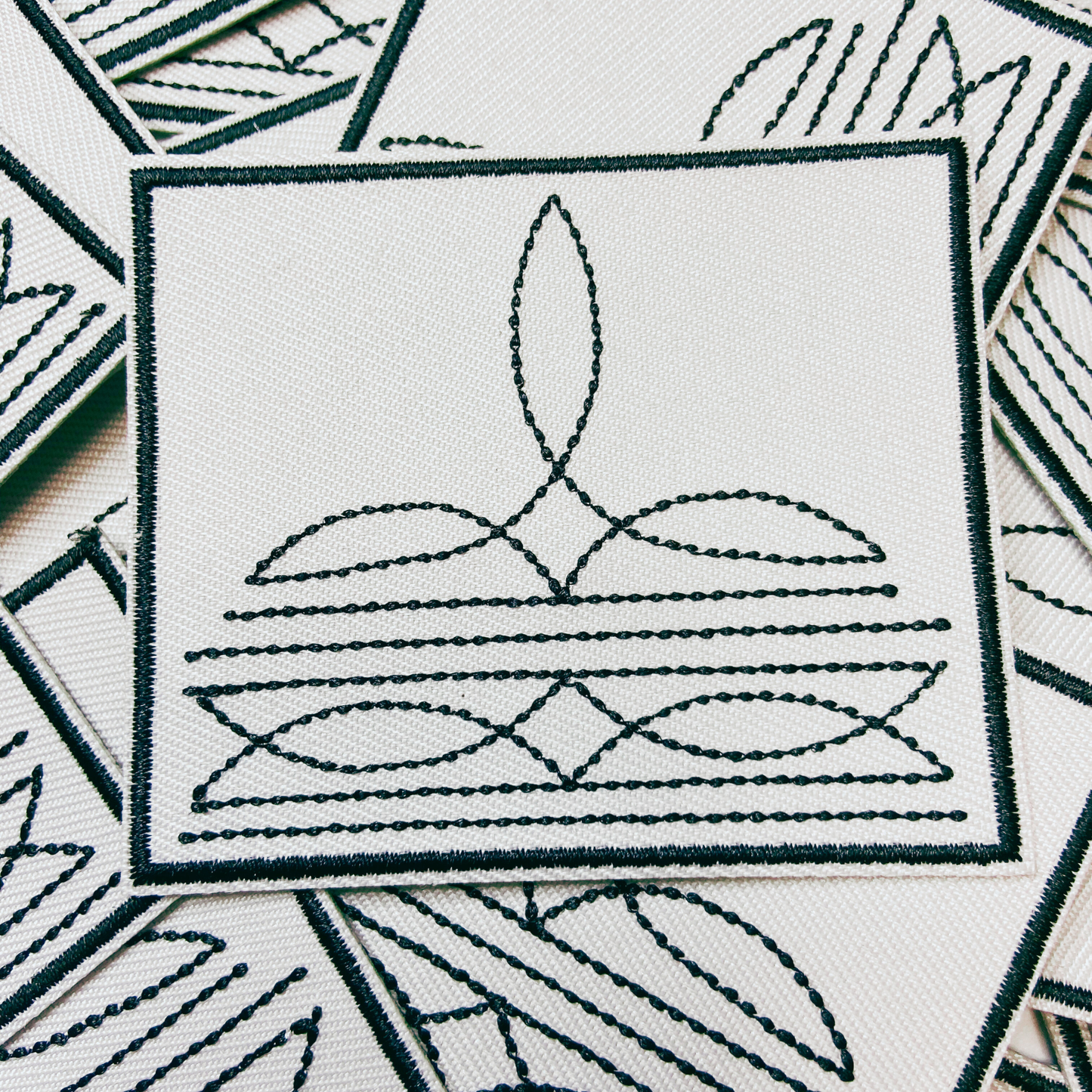 3" Western Boot Stitch in light gray - Embroidered Hat Patch