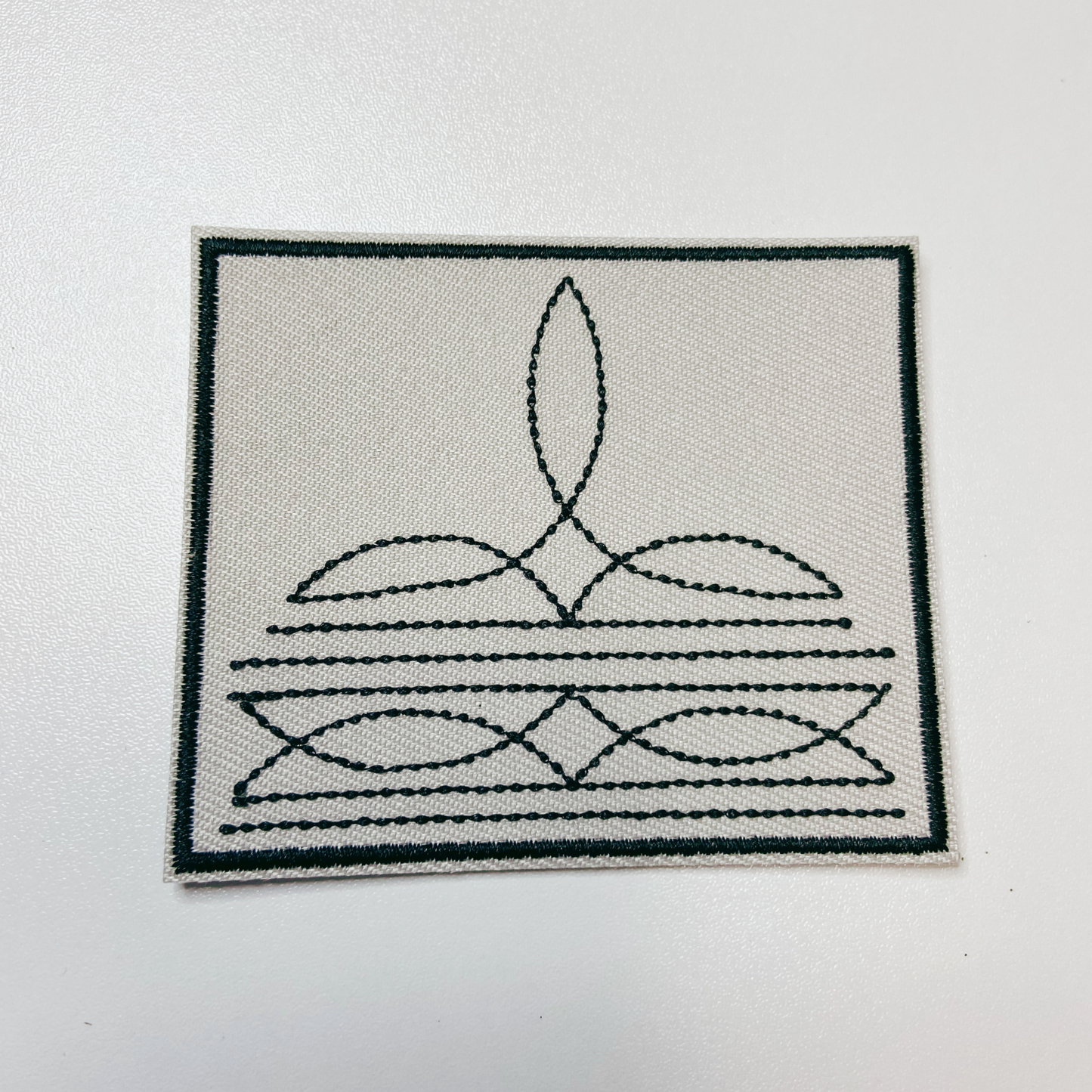 3" Western Boot Stitch in light gray - Embroidered Hat Patch