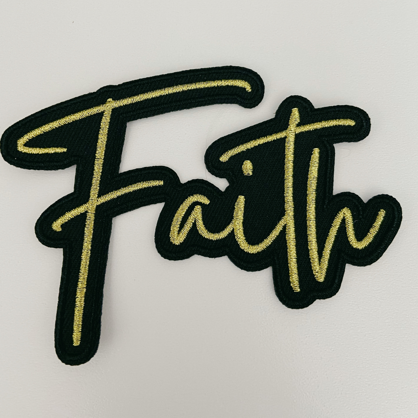 4" Faith Metallic Gold - Embroidered Hat Patch