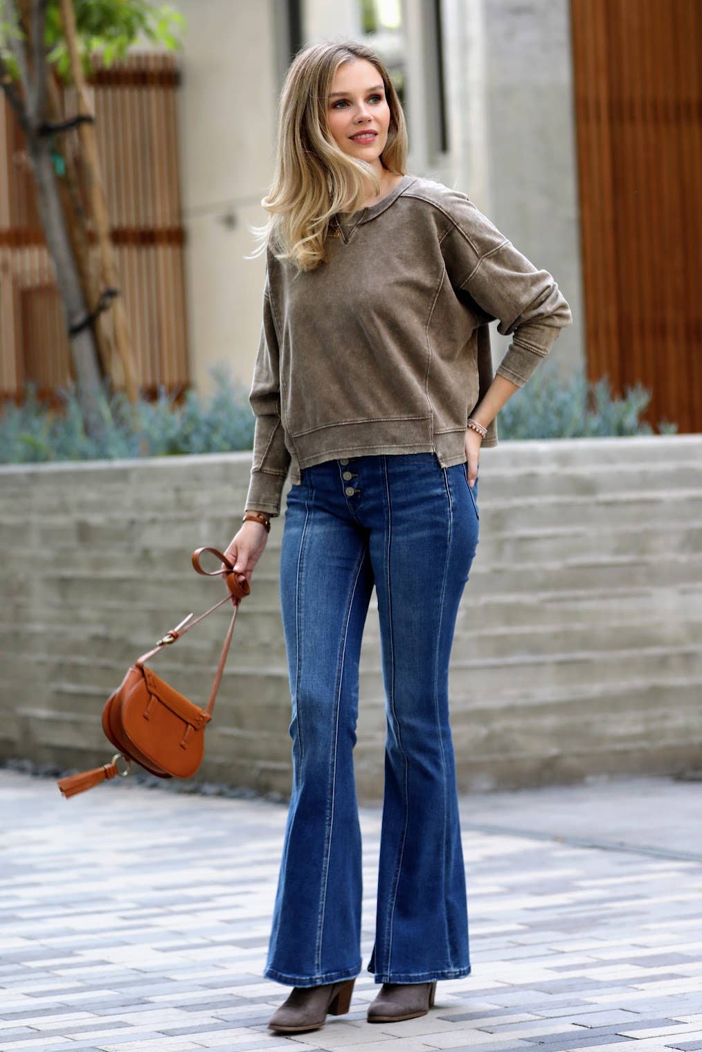 ',, FRENCH TERRY ACID WASH RAW EDGE PULLOVER