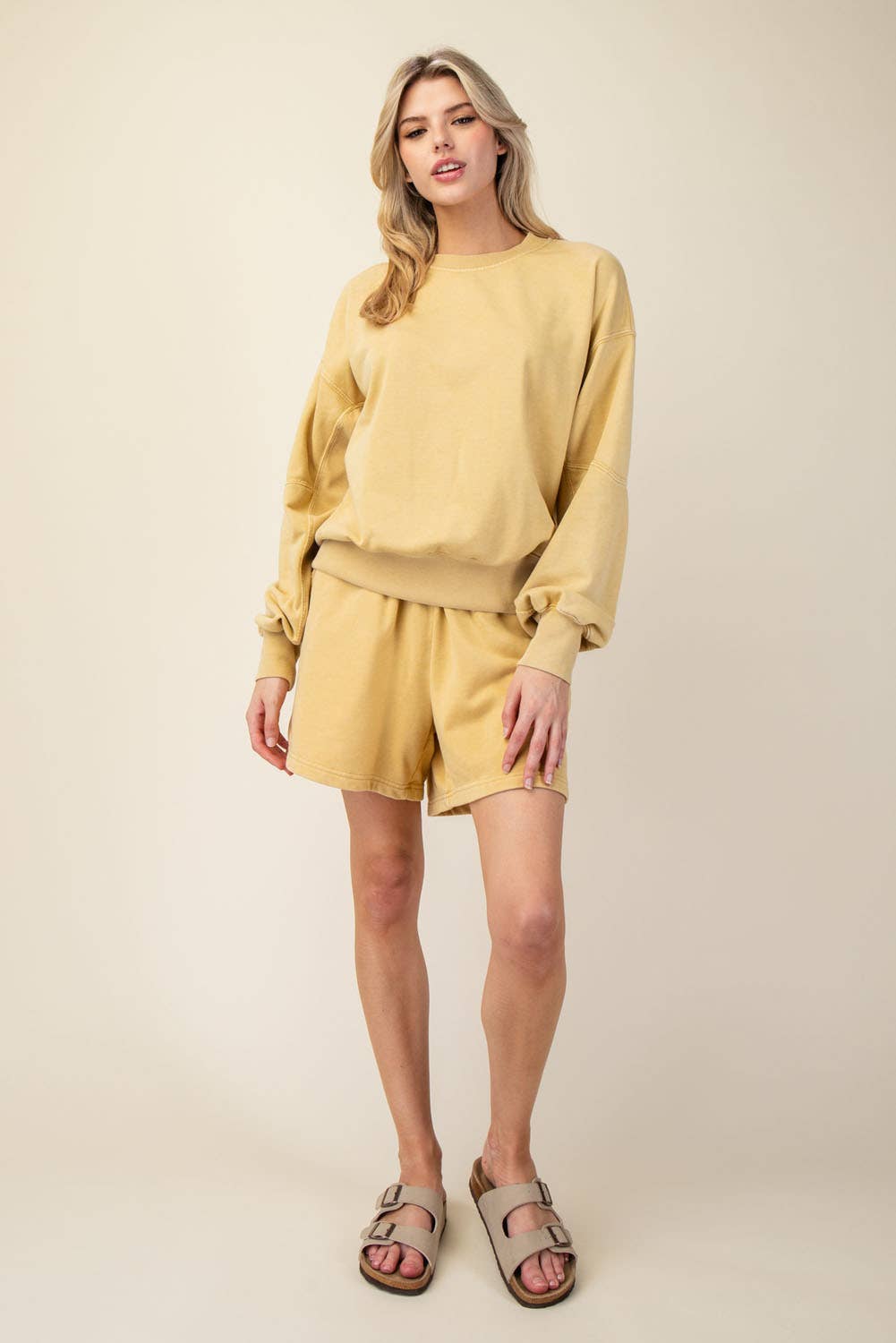 MINERAL WASHED FRENCH TERRY SHORT SET