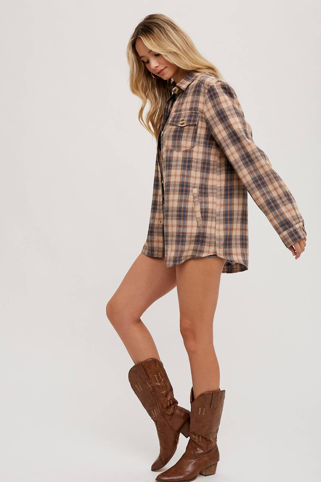 FLANNEL BUTTON DOWN SHIRT TOP
