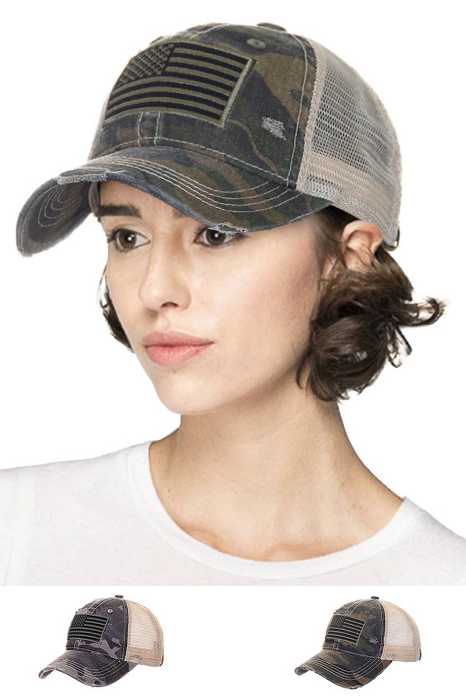 C.C Camouflage with Flag Baseball Cap