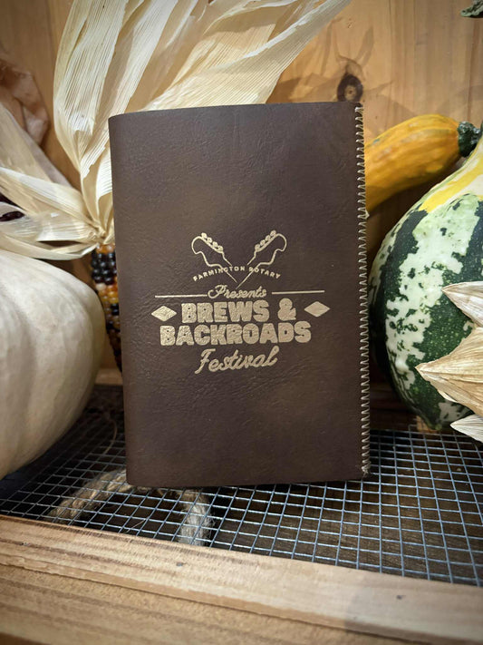 Brews & Backroads Leather Can Koozie - Slim