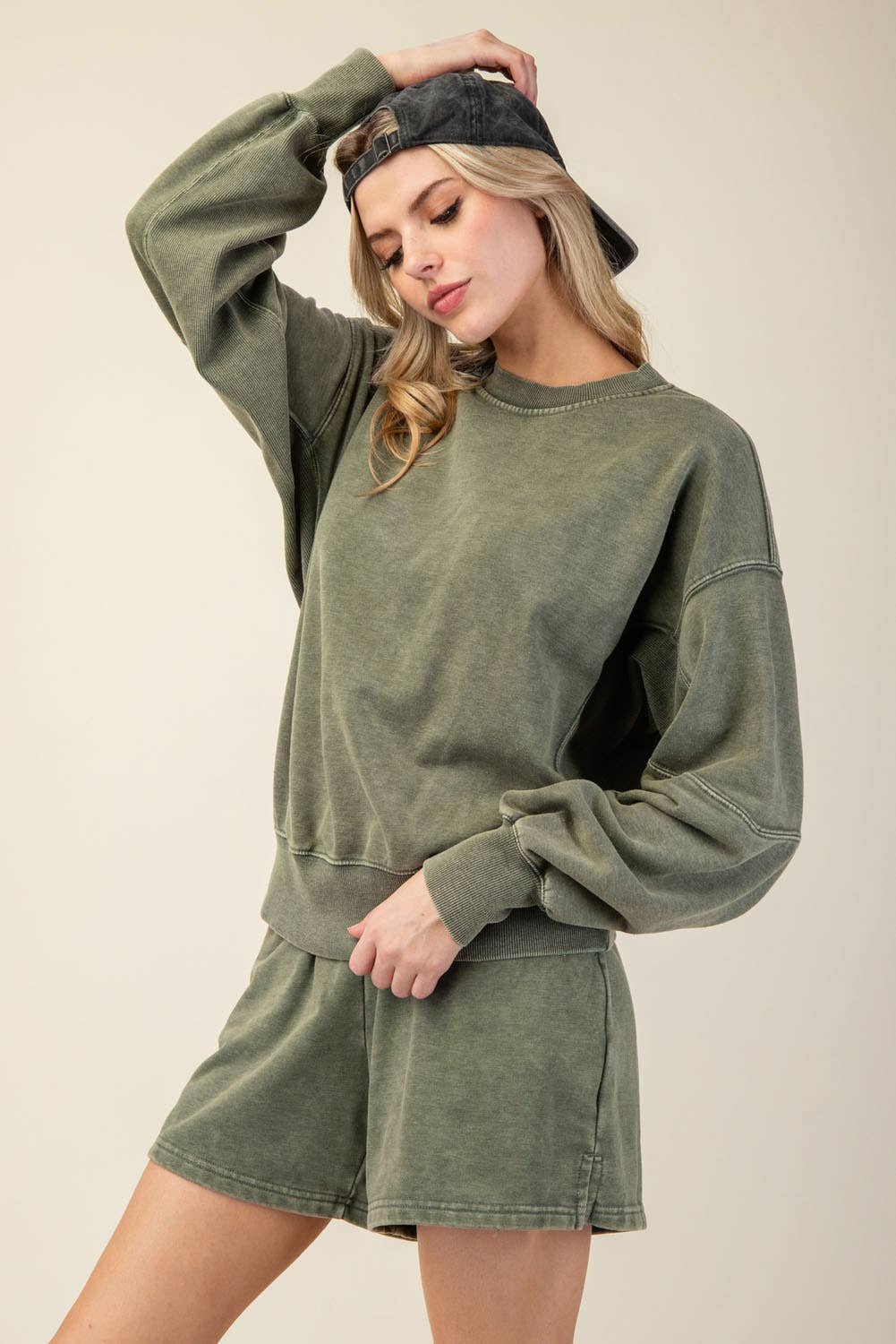 MINERAL WASHED FRENCH TERRY SHORT SET