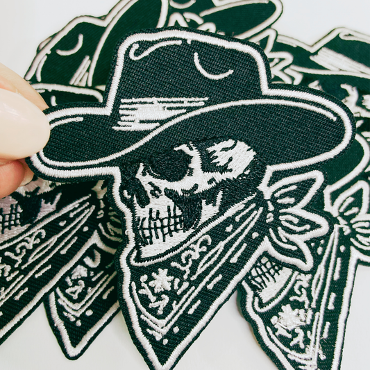 2.5" Cowboy Skelly  -  Embroidered Hat Patch
