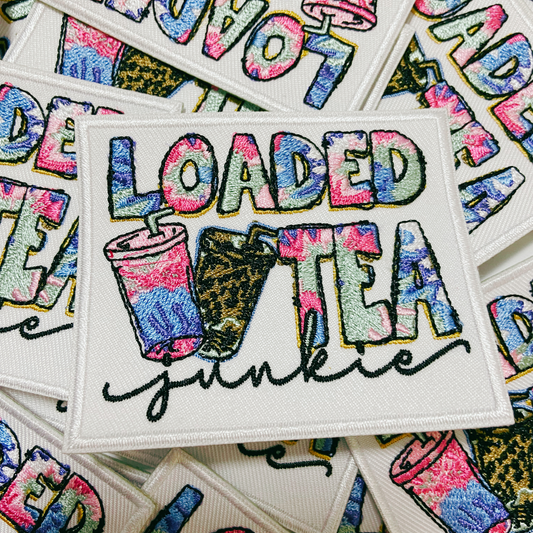 3" Loaded Iced Tea Junkie  -  Embroidered Hat Patch