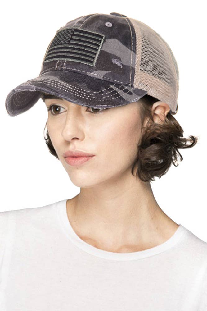 C.C Camouflage with Flag Baseball Cap