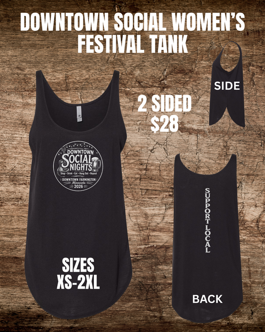 Downtown Social Women's Festival Tank w/Side Slits 2-Sided