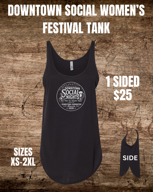 Downtown Social Women's Festival Tank w/Side Slits 1-Sided