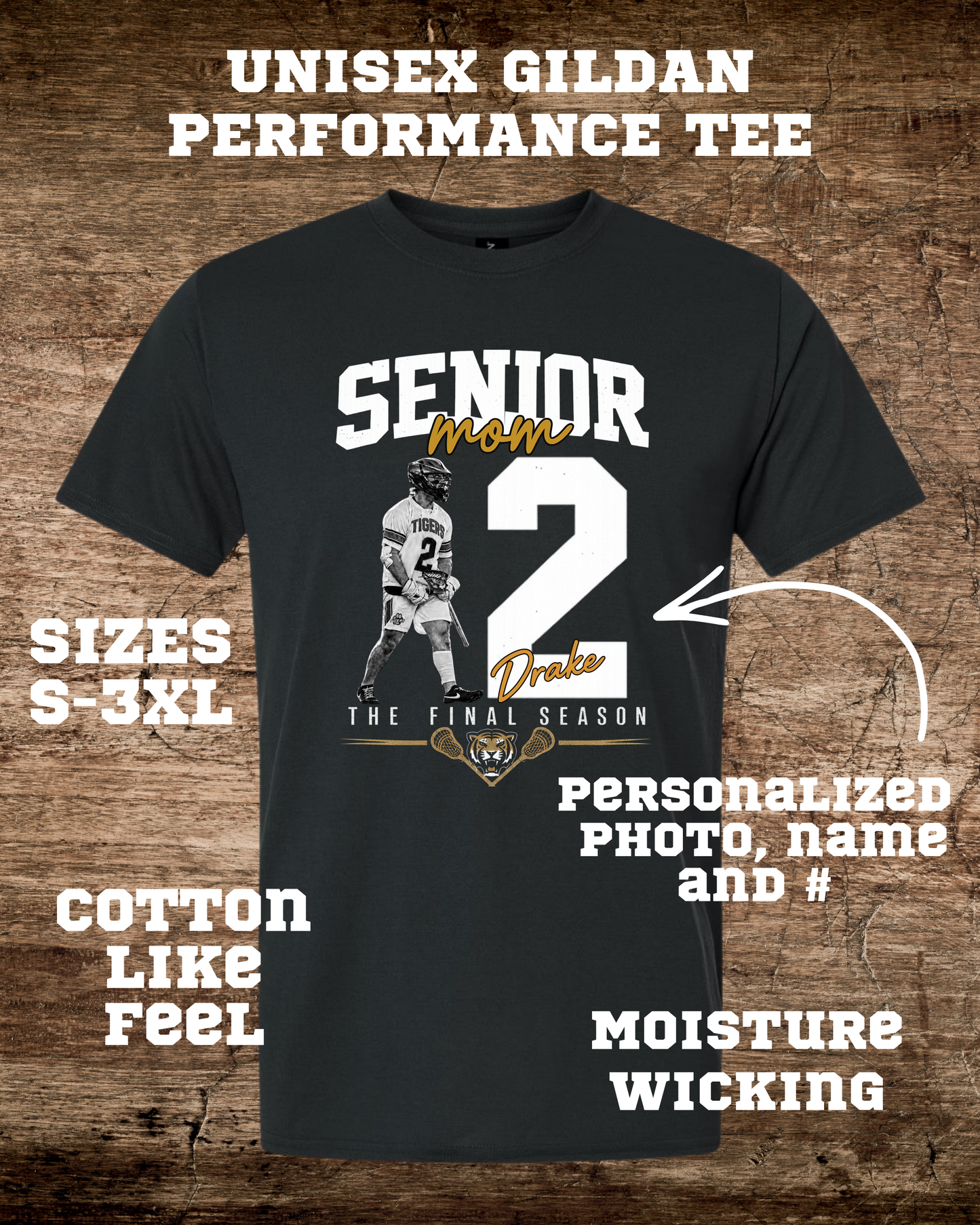 Custom Unisex Gildan Performance Senior Mom Lacrosse Tee