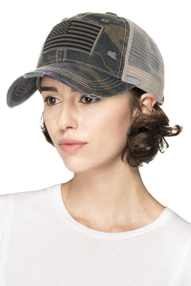 C.C Camouflage with Flag Baseball Cap
