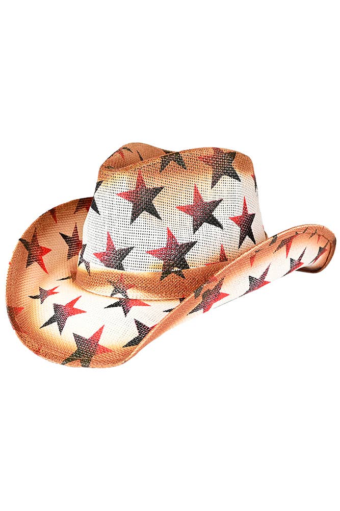 C.C Ombre Star Pattern Cut and Sew American Flag Cowboy Hat