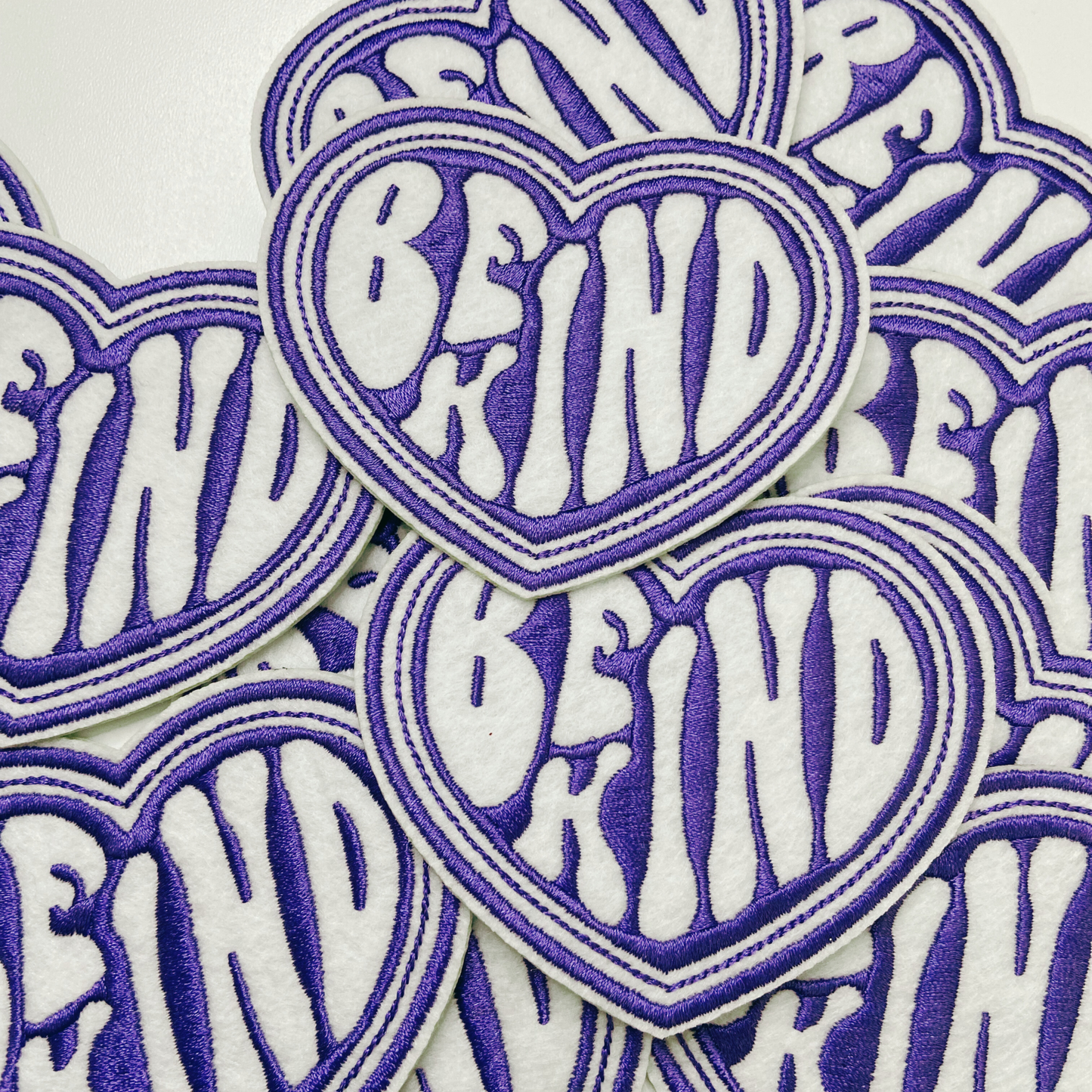 3.5" Be Kind Heart in Purple -  Embroidered Hat Patch