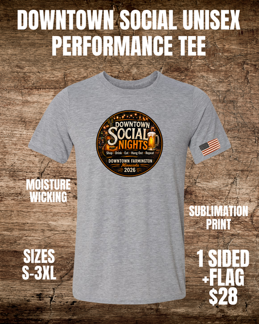 Downtown Social Unisex Performance Tee 1-Sided w/Flag