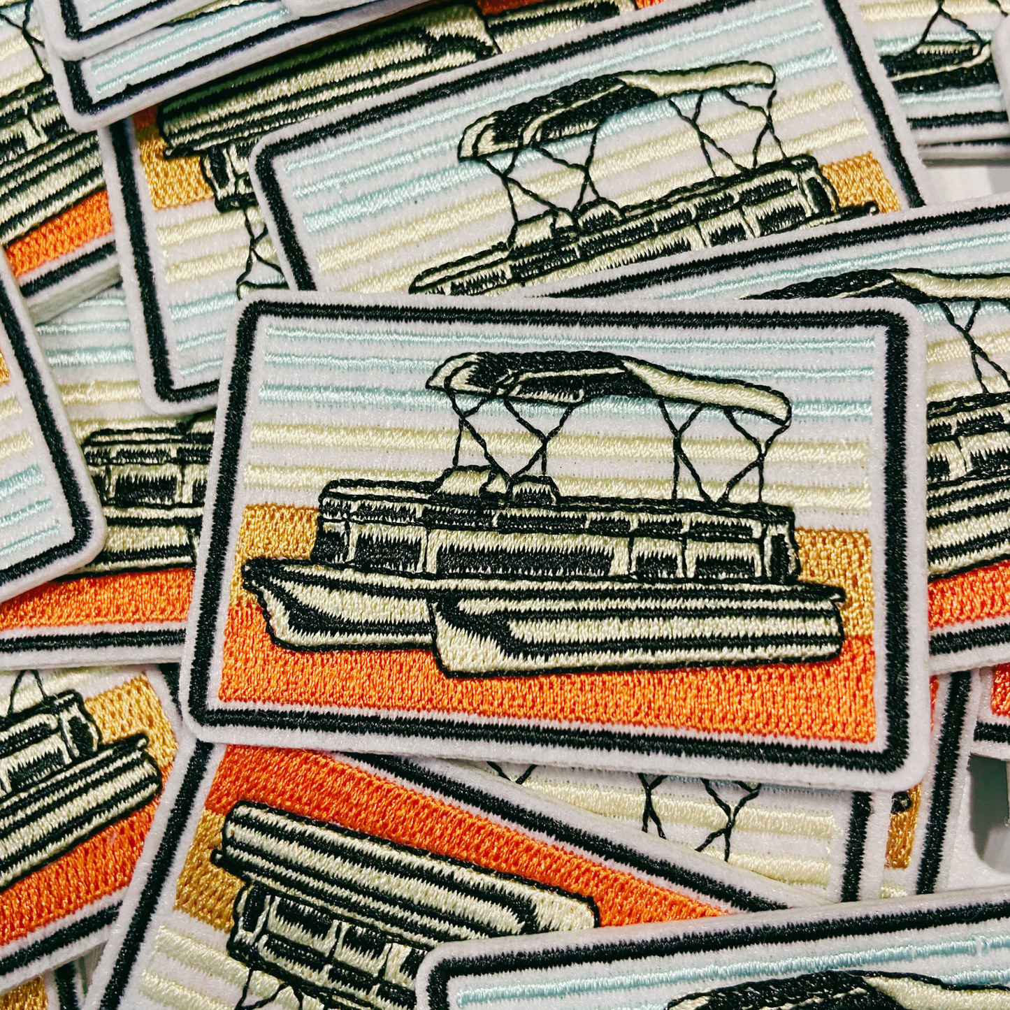 3" Pontoon Boat  -  Embroidered Hat Patch