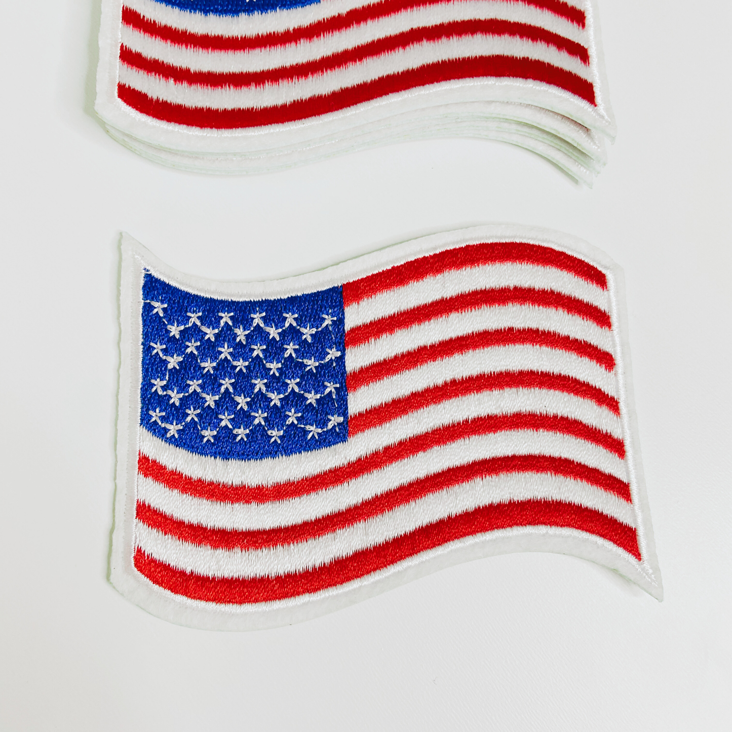 American Flag - Wavy 4" Hat Patch   -  Embroidered hat Patch