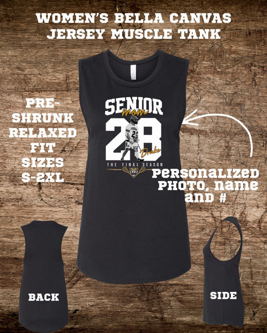 Customized Bella Canvas Jersey Tri-Blend Lacrosse Mom Muscle Tank