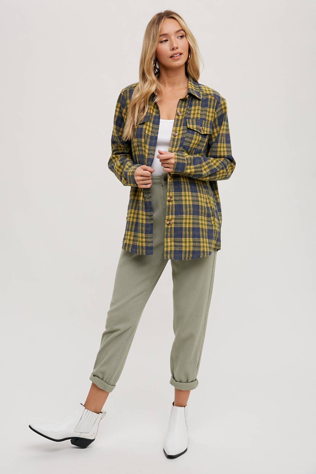 FLANNEL BUTTON DOWN SHIRT TOP