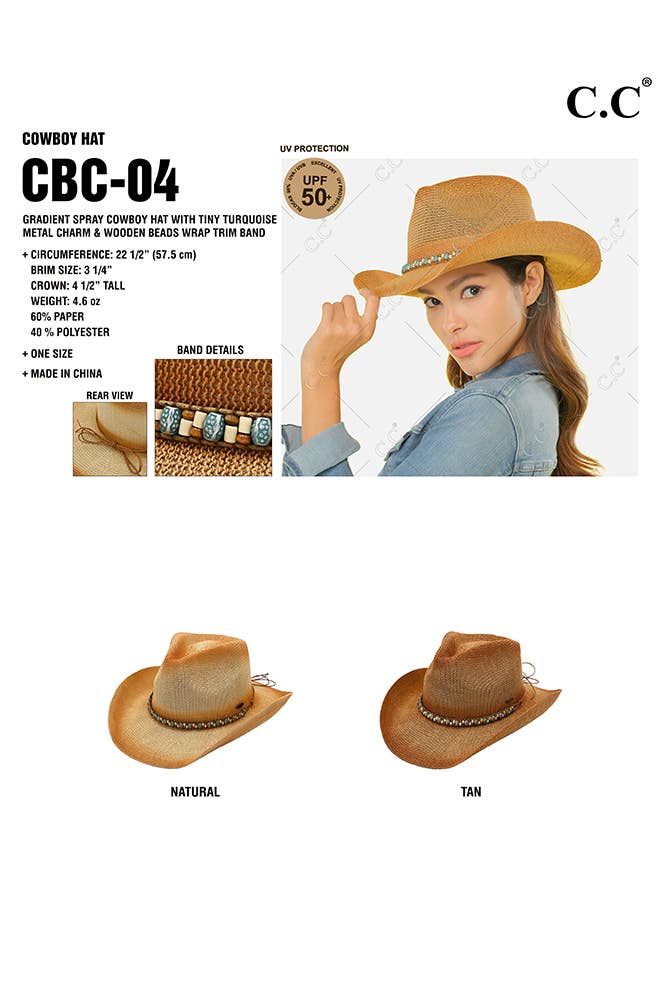 C.C Turquoise Metal Charm Bead Cowboy Hat
