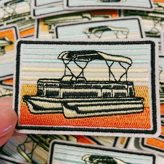 3" Pontoon Boat  -  Embroidered Hat Patch