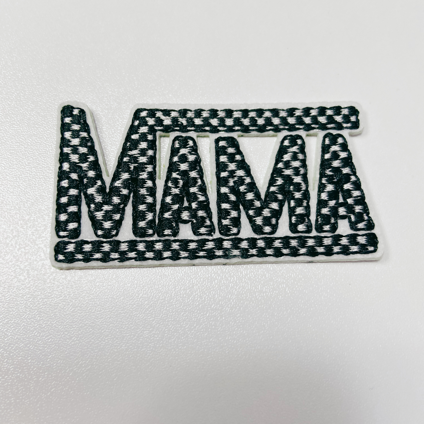 2 1/4" small Checkered Mama in Black & White  -  Embroidered Hat Patch