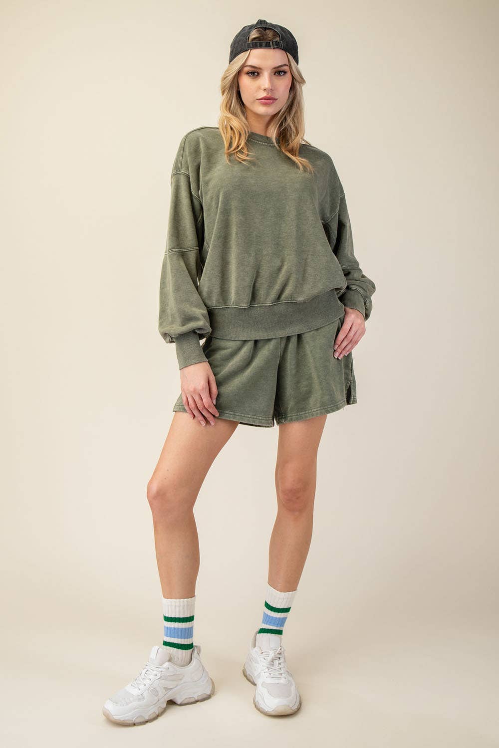 MINERAL WASHED FRENCH TERRY SHORT SET