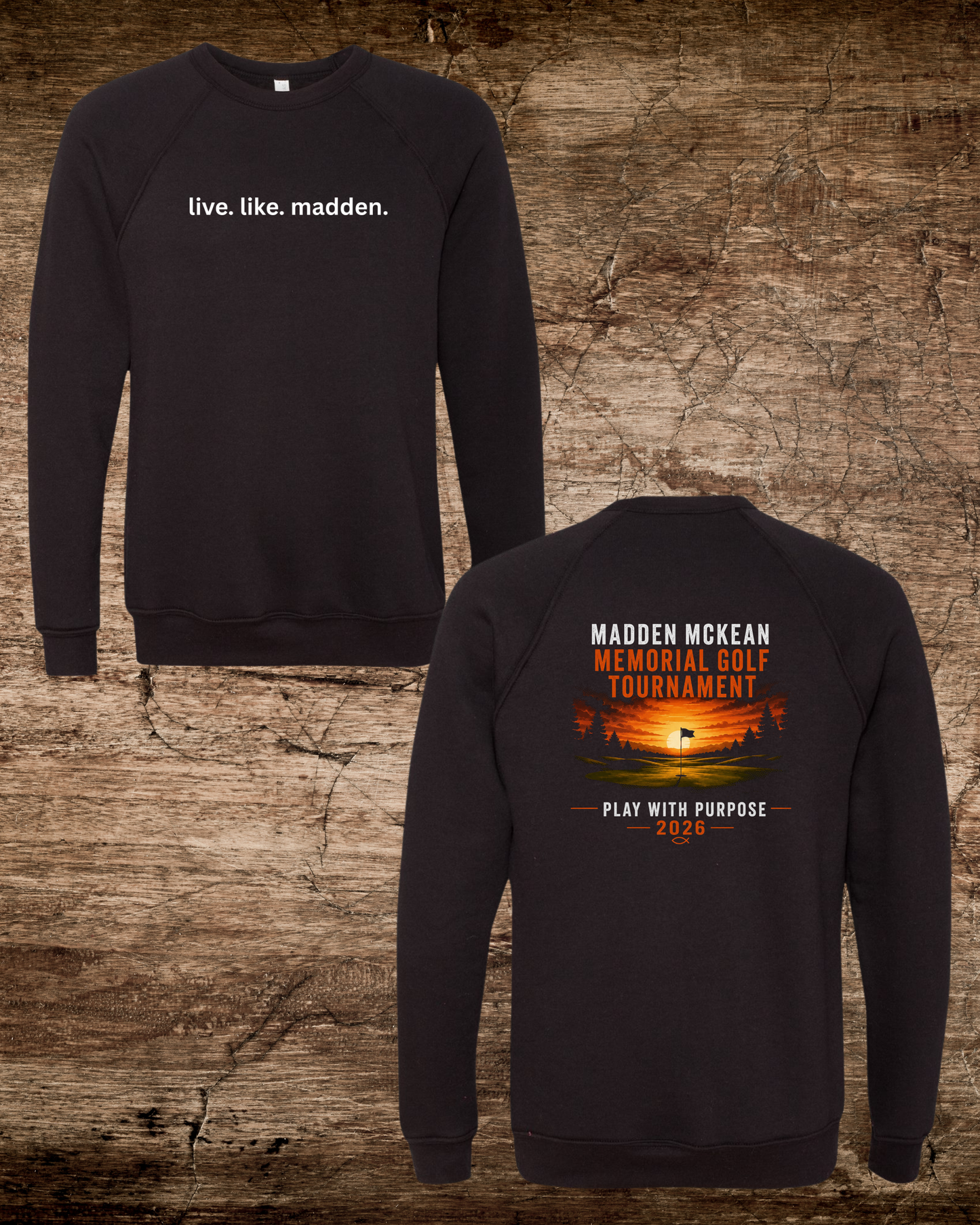Madden Foundation live.like.madden Memorial Golf Tournament Bella Canvas Crewneck