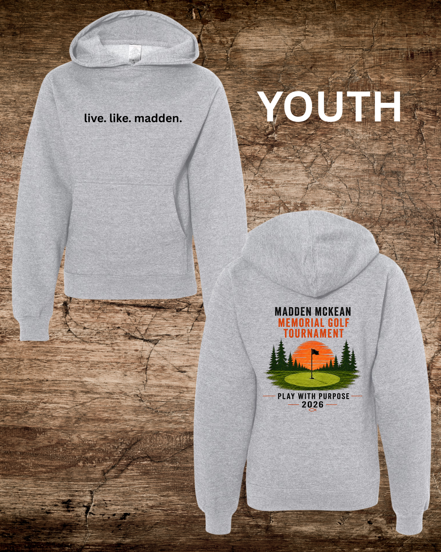 Madden Foundation live.like.madden Memorial Golf Foundation YOUTH 2-Sided Hoodie