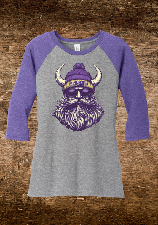 Womens MN Vikings Raglan 3/4 Tee