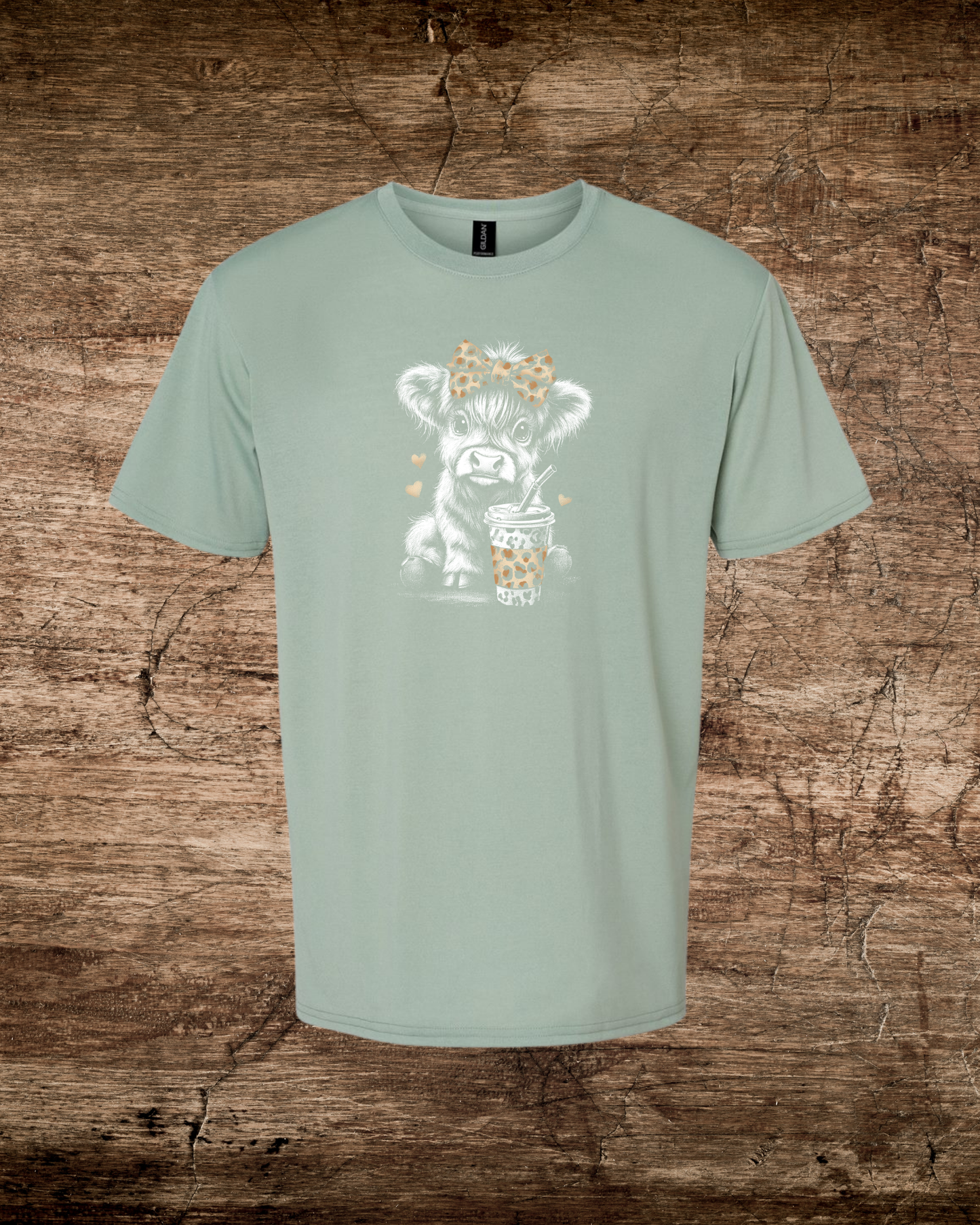 Unisex Highland Cow Leopard w/ Coffee Tee