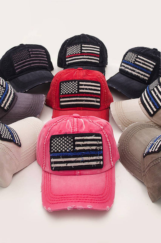 American Flag Washed Distress Vintage Baseball Hat